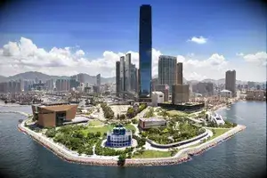 Aerial view of the Hong Kong skyline.