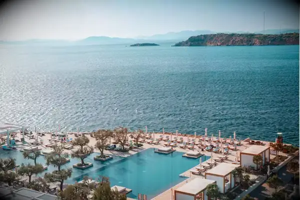 Nafsika Kyma pool bar from above at the Four Seasons Astir Palace Hotel Athens
