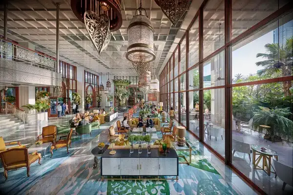 The lobby at the Mandarin Oriental, Bangkok.