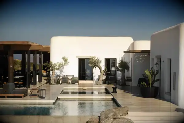 View of exterior and pools at Kalesma Mykonos