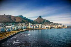 Aerial view of Sea Point, a wealthy suburb on Cape Town