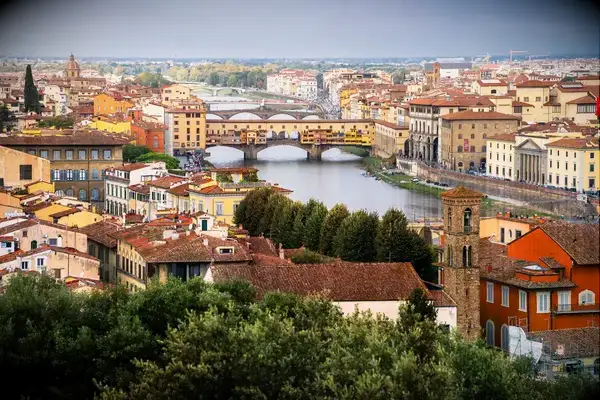 Florence cityscape with the Ponte Vecchio bridge
