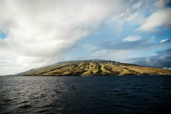 View of turbines on the Hawaiian island of Maui