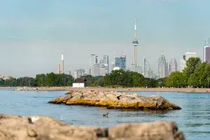The Toronto City skyline as seen from the Beaches in East Toronto